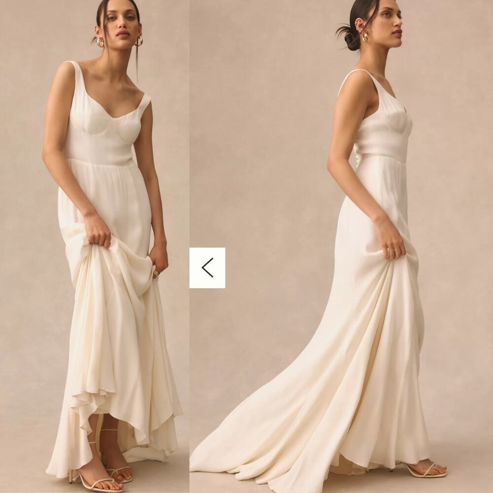 Reformation Cream Bias-Cut Satin Mini Dress